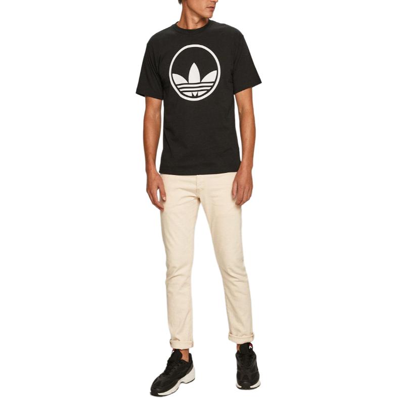 adidas Originals Logo Print Loose Fit Breathable Casual Sports Crew Neck Short Sleeve T-Shirt Men T-Shirts Black GD2102