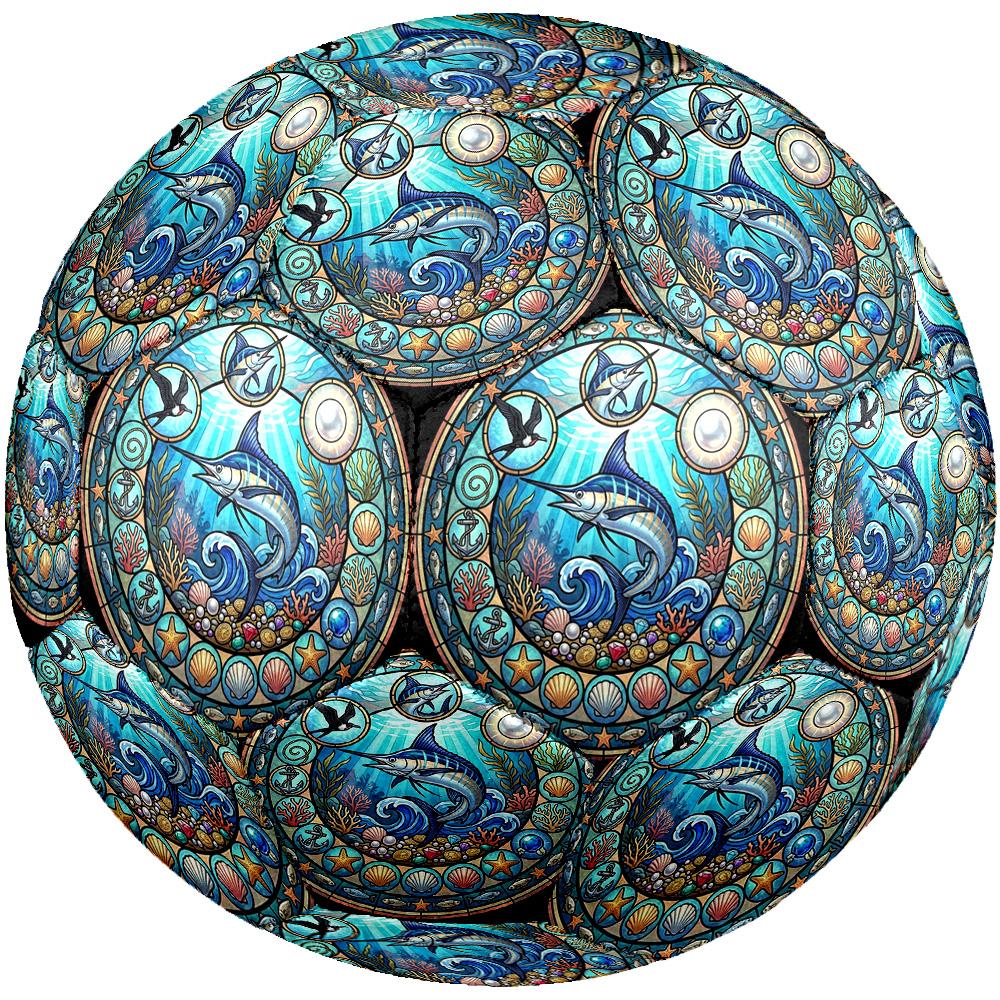 Marine Life Glass Round Football Size 5 Adult Ball Suitable for Training Matches and Outdoor Team.