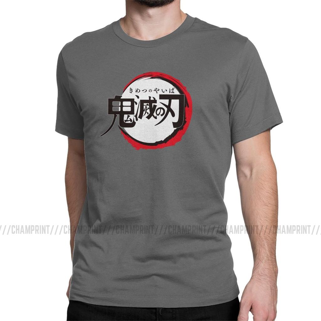Vintage Demon Slayer Anime T Shirt Men Round Collar 100 Cotton T Shirt Short Sleeve Tees