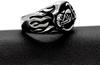 Uloveido Men's Black Titanium Steel Biker Ring Flame Motorcycle Ring for Men Dad Birthday Father's Day Gift Y510