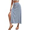 Floral Slit Bag Hip Mid-Waist Dress Floral Slit Loose Package Hip Mid-Rise Maxi Dress