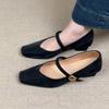 Fashion French Thick-heeled Mary Jane Shoes Are Retro and Versatile, Featuring A Single Leather Strap with A Shallow Mouth