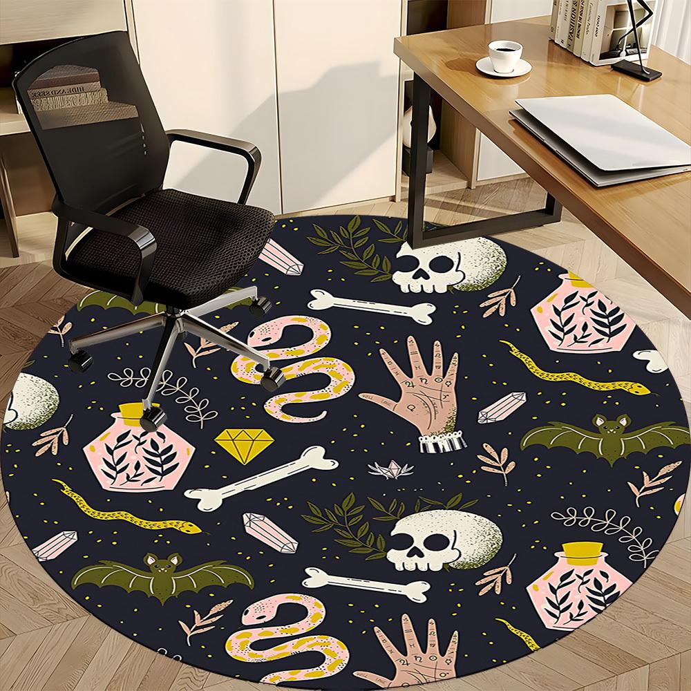 1PC Witchcraft Symbols Office Round Area Rug, Mat Suitable For Office, Under Office Chairs Bedroom Living Room Home Decor, Room Deco