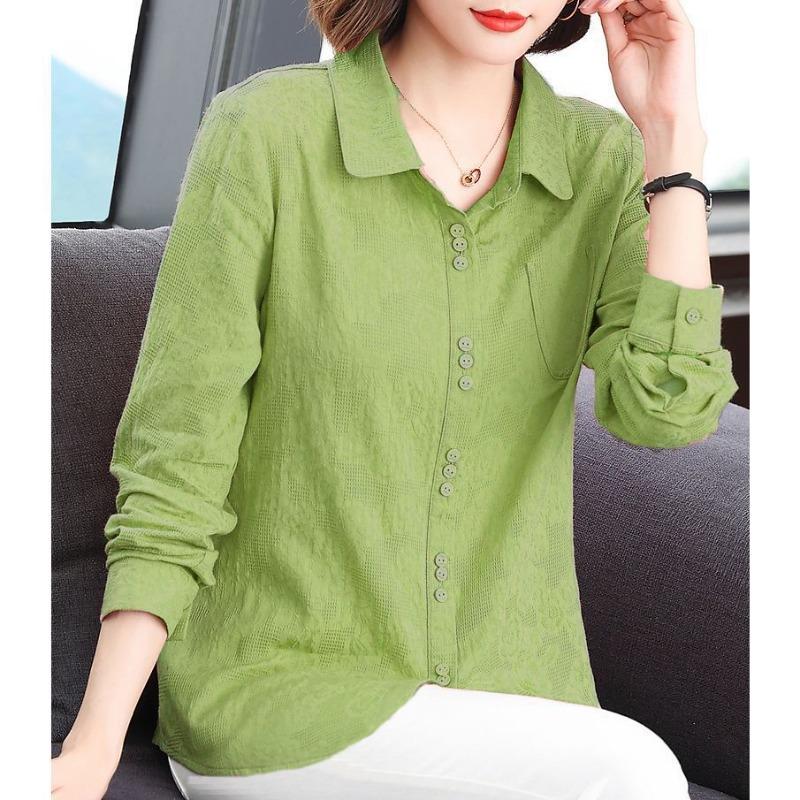 Breathable Cotton Blouse for Women Spring Autumn Loose Fit Fashionable High Quality Shirt for Mothers