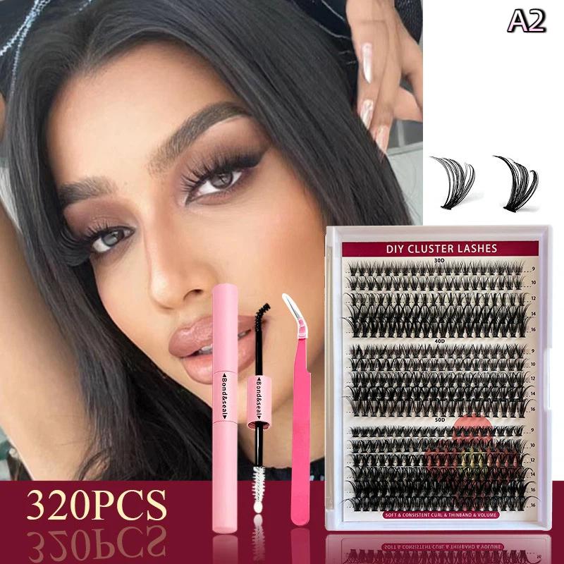 Natural Cluster Feather Lash Kit Segmented Eyelash Lash Glue Eyelash Grafting Kit Lash Extension Essential With Mix Effortless