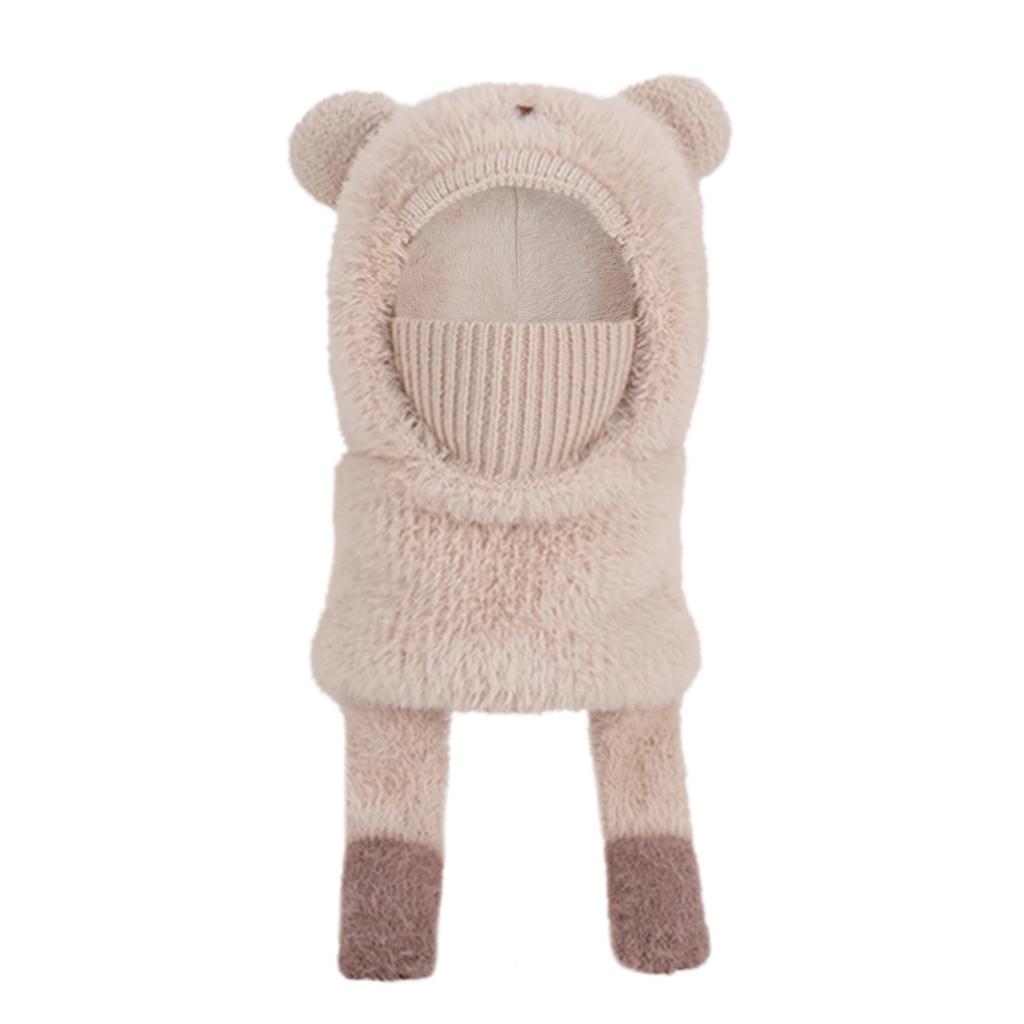 Children's Plush Warm Ear  Pullover Hat With Plush Mask And Neck