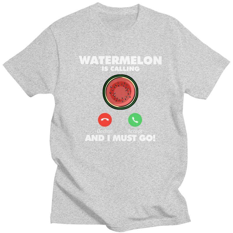 My Watermelon Is Calling T Shirts Pure Cotton Tees Shirt Streetwear Fruit Eating Lover Tshirt Casual ShortSleeve Clothes