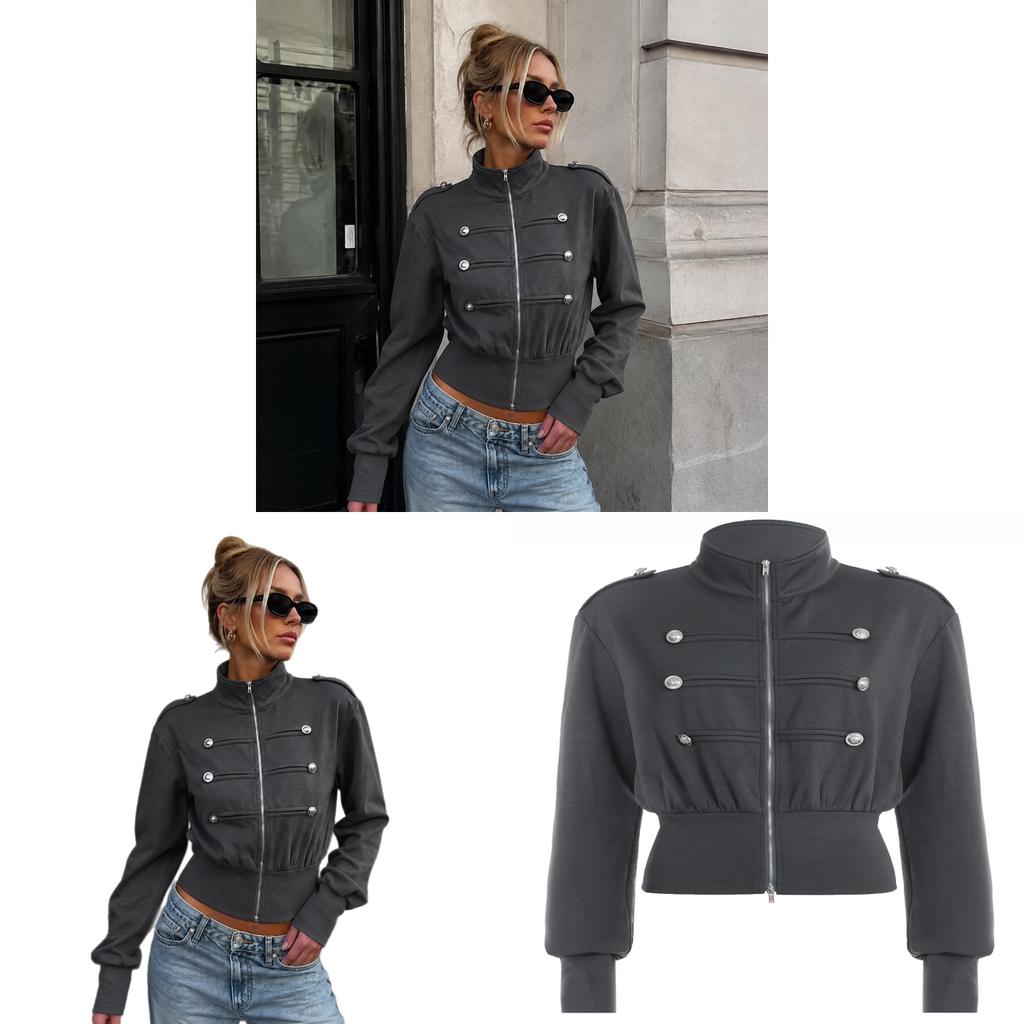Napoleon Retro Stand Collar Doublebreasted Jacket For Casual Streetwear And Women