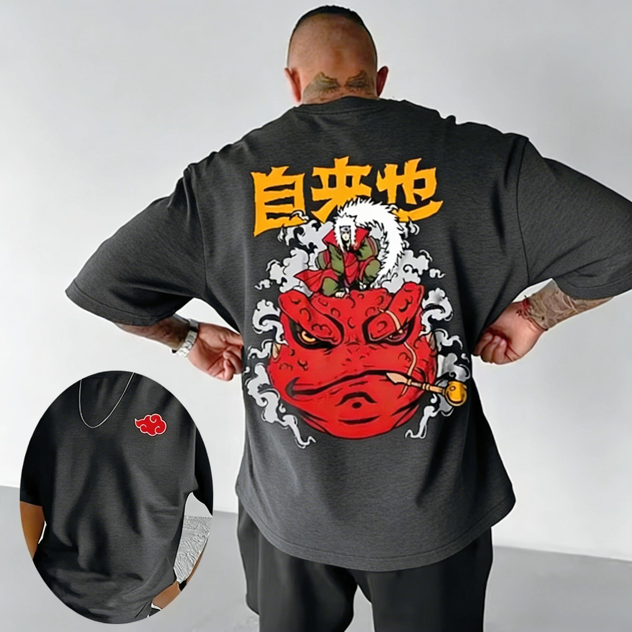

Naruto Jiraiya Hama Wentai Tshirt Mens Anime Pattern Printed Short Sleeve Fashion High Quality Trendy Pure Cotton Top M