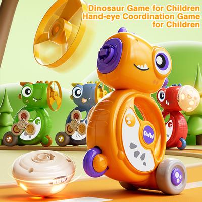 Launching Gyro Toy With Launcher Cartoon Dinosaur Car Gyro Flying Disc Rotating Clockwork