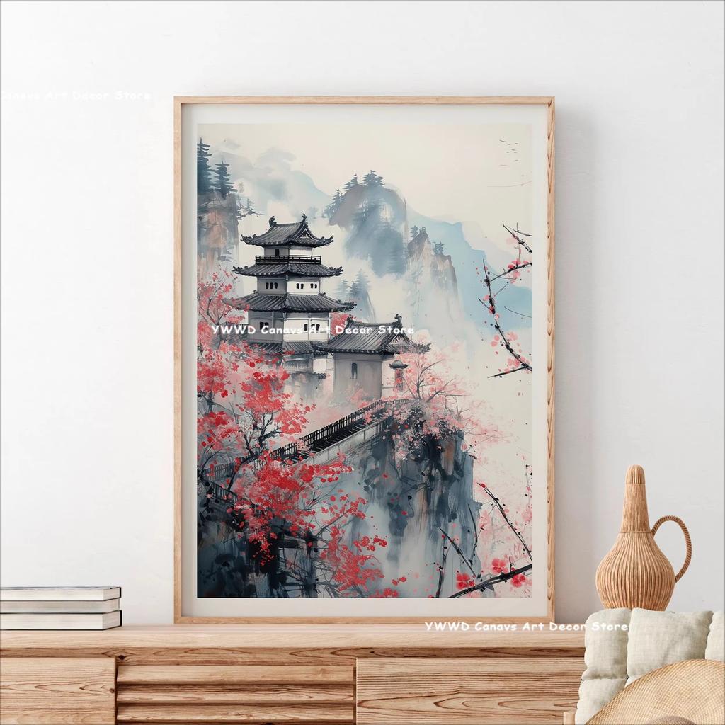 Mount Fuji Sunrise Wave Canvas Print Hokusai Giant Wave Landscape Japanese Wall Art Poster for Modern Living Room Home Decor