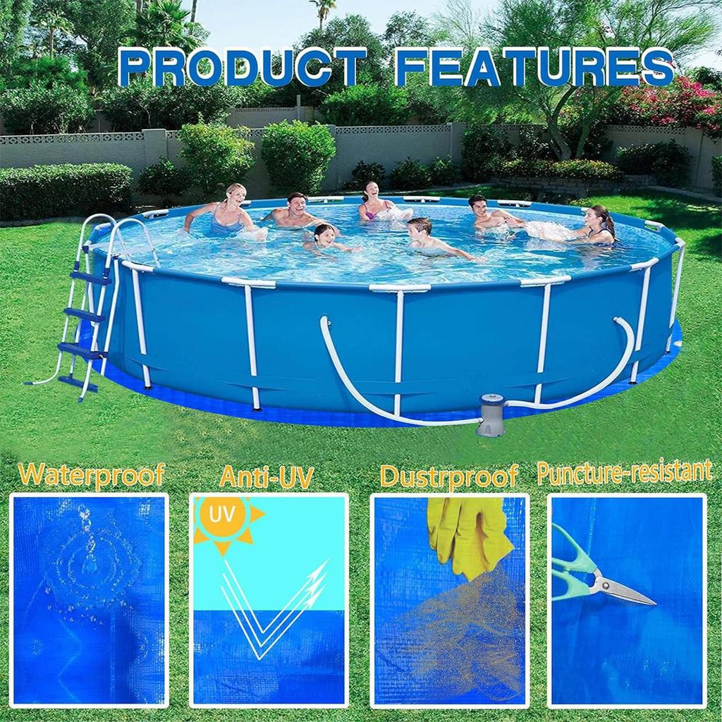 8/9.8/11.8/14.7Ft Round Pool Waterproof Heavy Duty Under Pool Floor Liner Pad Swimming Pool Mat Pool Ground Pad