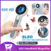 60X Handheld Magnifying Glass w/LED Light Power Display Illuminated Magnifying Glass Rechargeable Lighting Magnifier For Repair