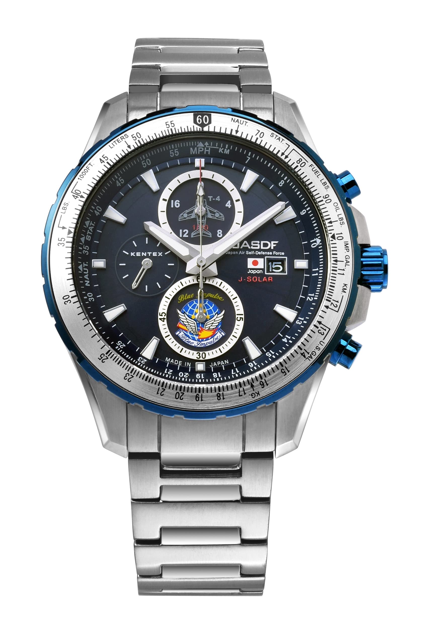 

Годинник Solar Chronograph Blue Impulse Model 10 ATM Water Resistant Silver [KENTEX] S802M-03 для чоловіків синій