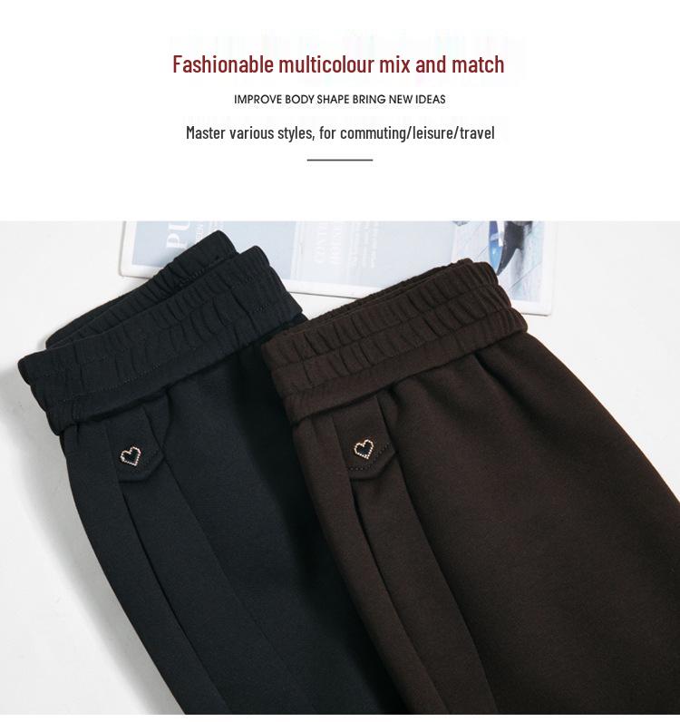 Fleece-Lined High Waist Loose Fit Women's Harem Pants for Middle-Aged and Elderly