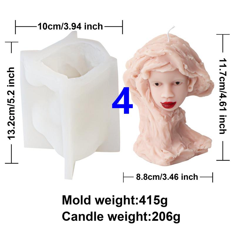 3D Stone Girl Silicone Candle Mold DIY Girls Gypsum Form Carving Art Aromatherapy Plaster Mold Home Decoration Handmade Gifts
