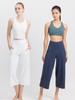 Loopa Wide Crop Gaucho Size M Pants, Yoga/Running Pants, Cropped, 3/4 Length, Flattering, White,