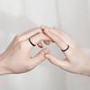 Schwarz-Weiß-Rhombus Glänzend Partnerring Einfach Offen Verstellbare Ringe Schmuck Für Freund Freundin Valentinstagsgeschenk