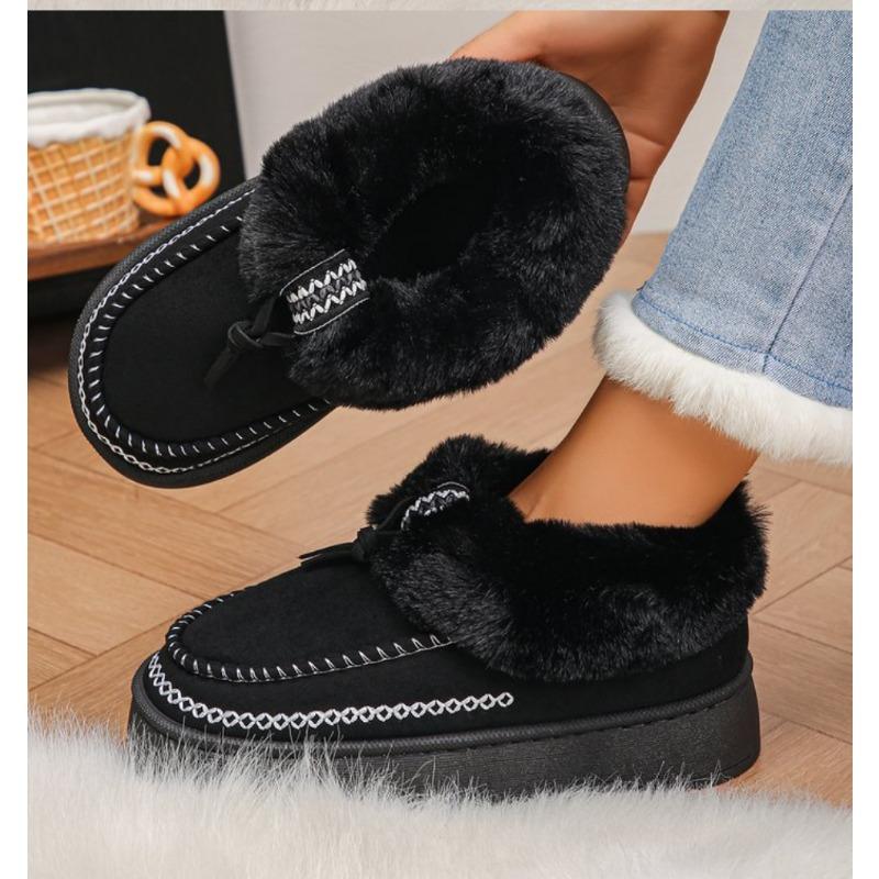 Fashion Warm Thicken Plush Cotton Shoes Women 2025 Winter Non Slip Thick Bottom Snow Boots Woman Slip On Chunky Platform Ankle Botas
