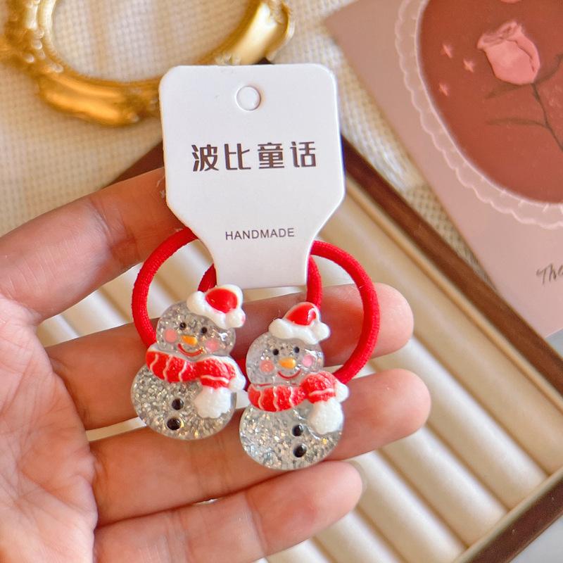 

2 шт. новые милые мультяшные резинки для волос с Санта-Клаусом для девочек, аксессуары для волос, детские резинки для волос, детские головные уборы