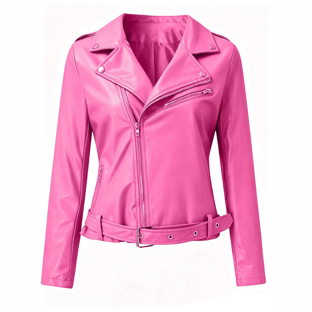 New women's short PU leather jacket motorcycle jacket slim and thin European and American style fashion versatile coat
