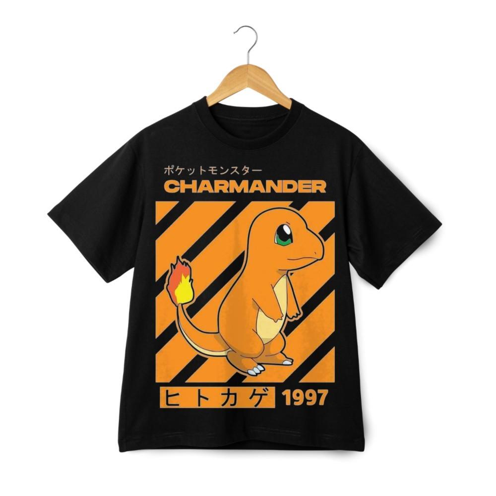 

Футболка с графикой мороженого и стартовыми покемонами - Ретро аниме уличная футболка M