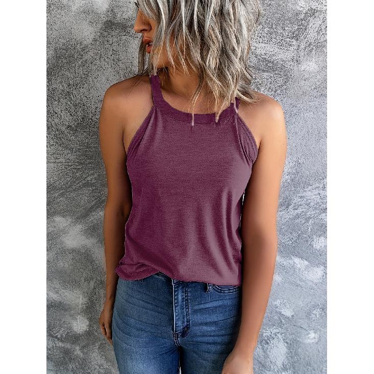 

Новый летний повседневный темпераментный облегающий сексуальный жилет футболка без рукавов подтяжки универсальный топ без бретелек для женщин XXL фиолетовый