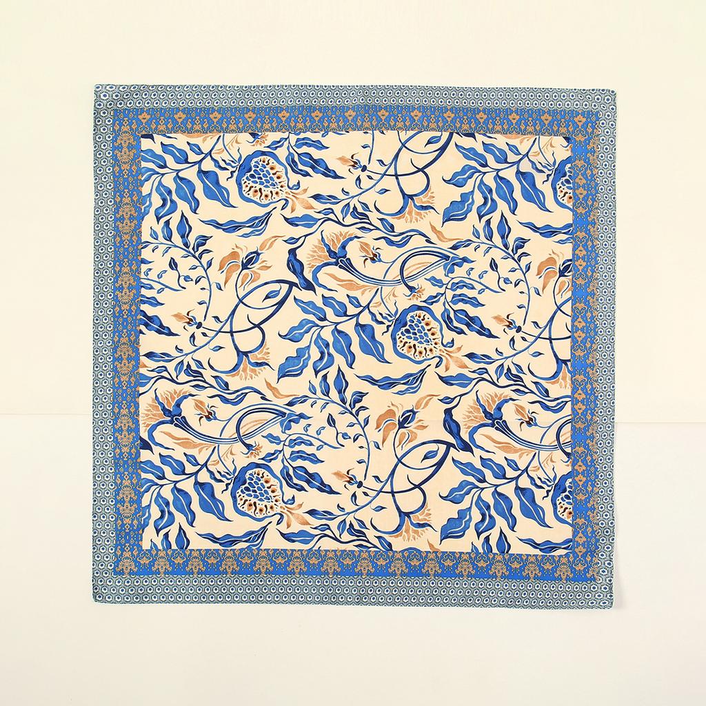 70cm Fashion Printed Square Scarf Blueness Summer Lightweight Head Cover Shawl With Adjustable Strap For Women Bag Accessories