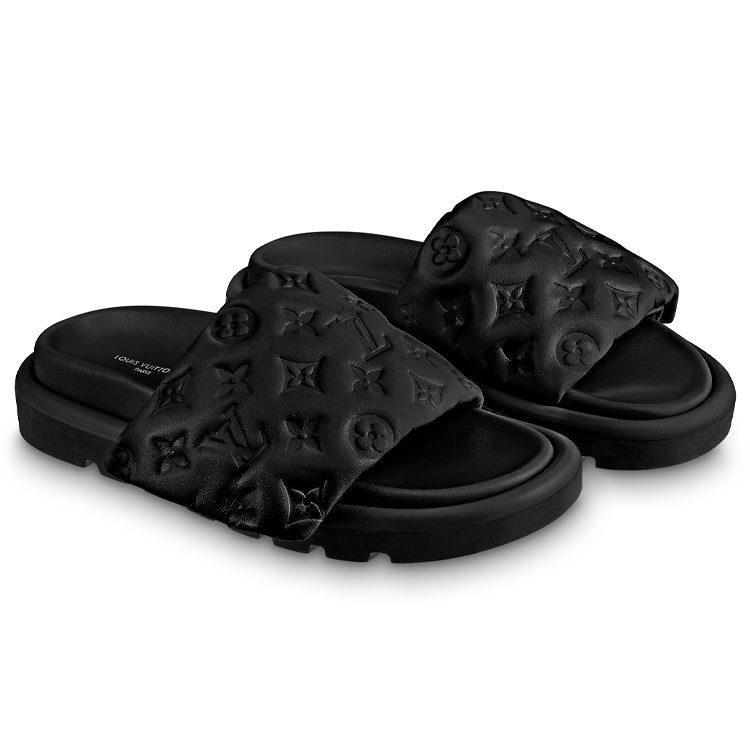 Louis Vuitton Pool Pillow Comfort Down Slippers Women's Black 1AABKH