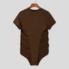 INCERUN Men Short Sleeve Hollow Bandage Fitted Jumpsuits Romper Homewear