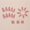 24 Pcs Valentines Day Stick On Nail Heart Full Cover False Nail Almond Press On Nail Manicures Supplies for Winter