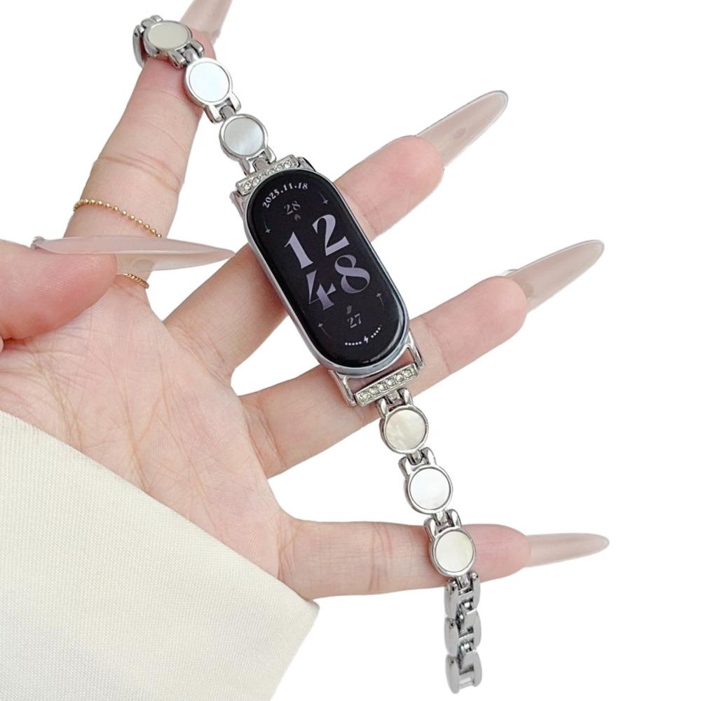 Luxury Pearl Watch Bands for Xiaomi Mi Band 10 9 8 Wristbands Redmi Watch 4 5 6 Link Metal Straps for Mi Band 8Pro 9Pro Correas