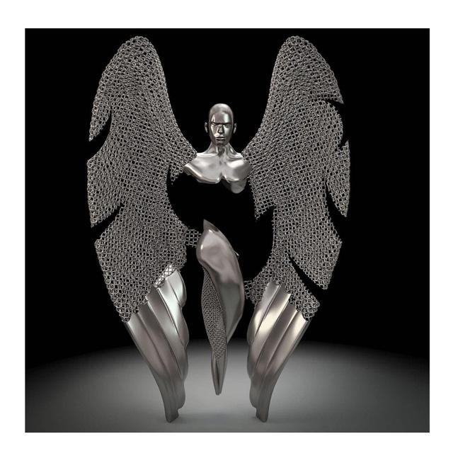 Metal Couples Romantic Statue Canvas Painting Posters Print Abstract Figure Wings Wall Art Picture Hotel Cuadros Room Home Decor