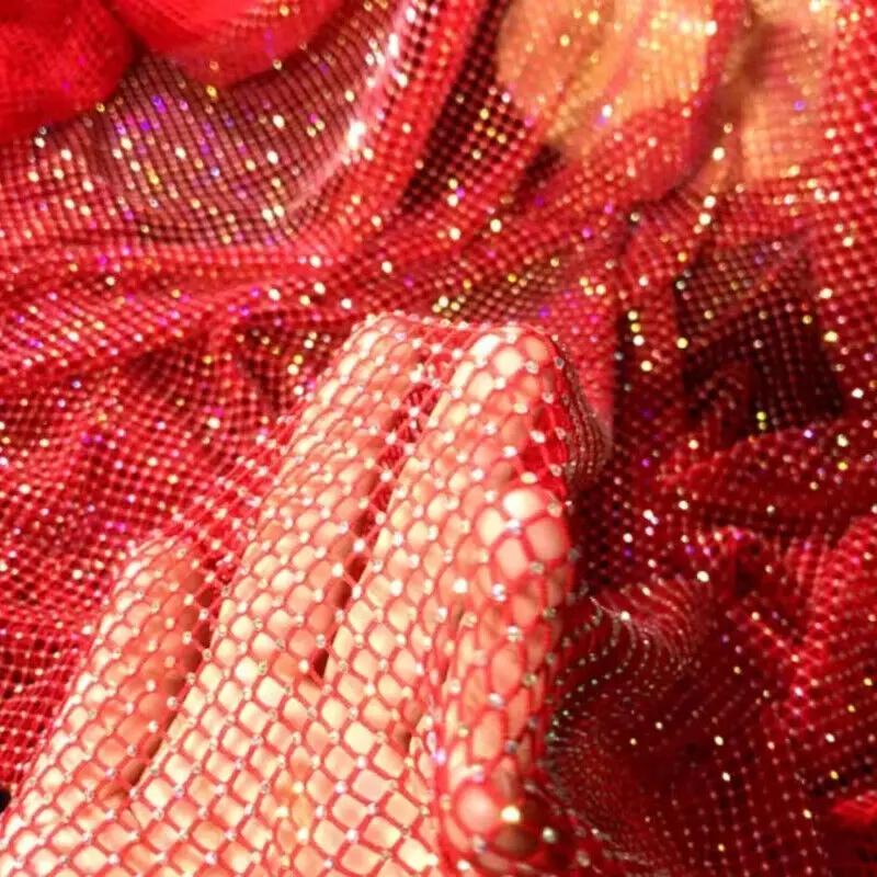 50x120cm Glitter Rhinestone Mesh Fabric Stretch Net Cloth Trim Sew Dress Costume DIY Sewing Craft Dress Supplies New