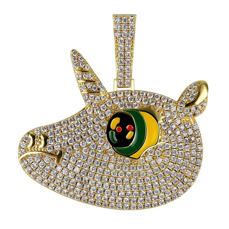 Popular Fashion and Personalized Unicorn Pendant From Europe and America Cute Color with Big Eyes and Micro Inlaid Zircon
