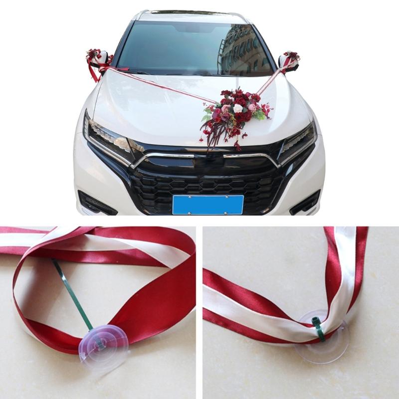 Wedding Car Decoration 7Pieces Set with Realistic Artificial Flower for Car Decors included Rearview Mirror and Doorknob