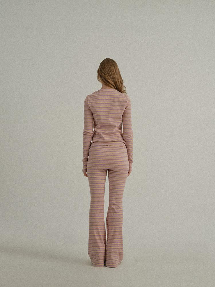 SUNDAY FRUIT MARKET W) Sun Stripe Ls Tee Pink
