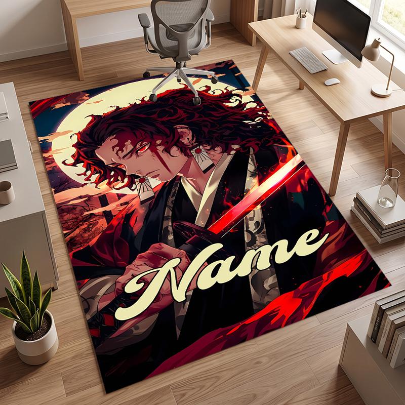 Demon Slayer (5) Personalized Name Office Carpet Stylish Decor for Living Room Bedroom Kitchen