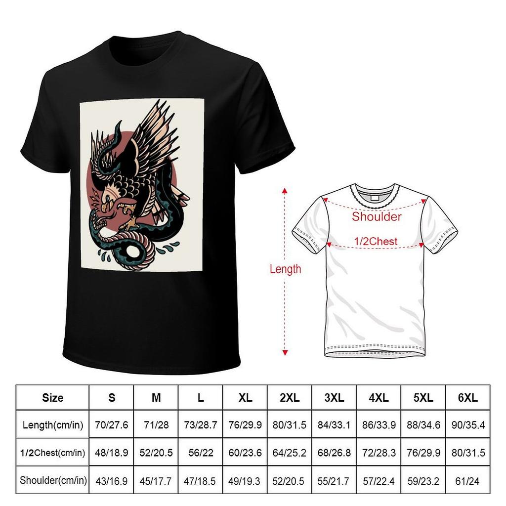 Adler Gegen Schlange Traditionelles Tattoo T-Shirt süße Oberteile Bluse lustige Kostüme Herren Grafik-T-Shirts