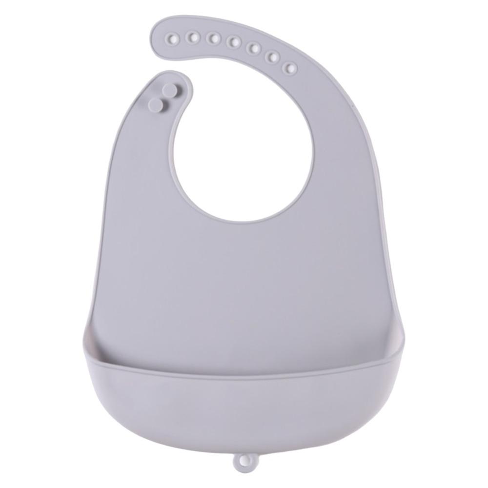 High Quality Silicone Baby Bib Waterproof Children s Feeding Child Feeding Bib Hygiene Protection Bib Rice Pocket Meal Bib серый