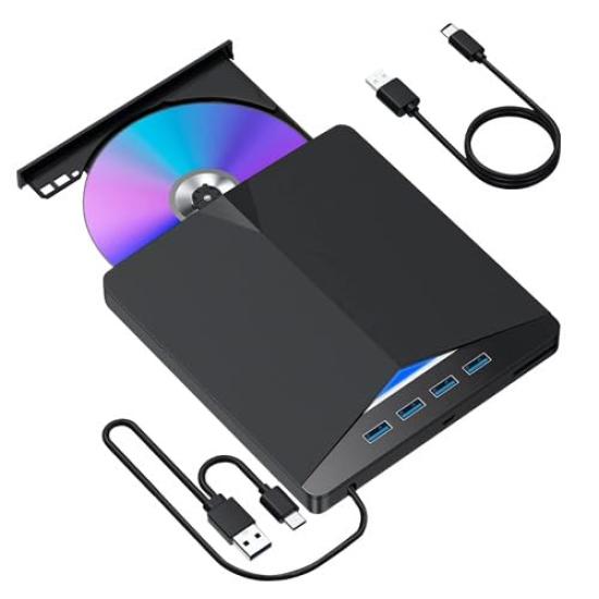 

Зовнішній Подвійний Зовнішній Windows MacOS USB x 4 Слот для карт Blu-ray Привід, Blu-ray Плеєр, USB3.0 & Type-C З єднання, Підтримка читання/запису BD/CD/DVD, Привід,