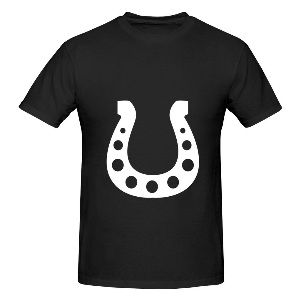 White Lucky Horseshoe Soft And Glutinous Tshirt Sporty Trendy Bright Colors Shirt