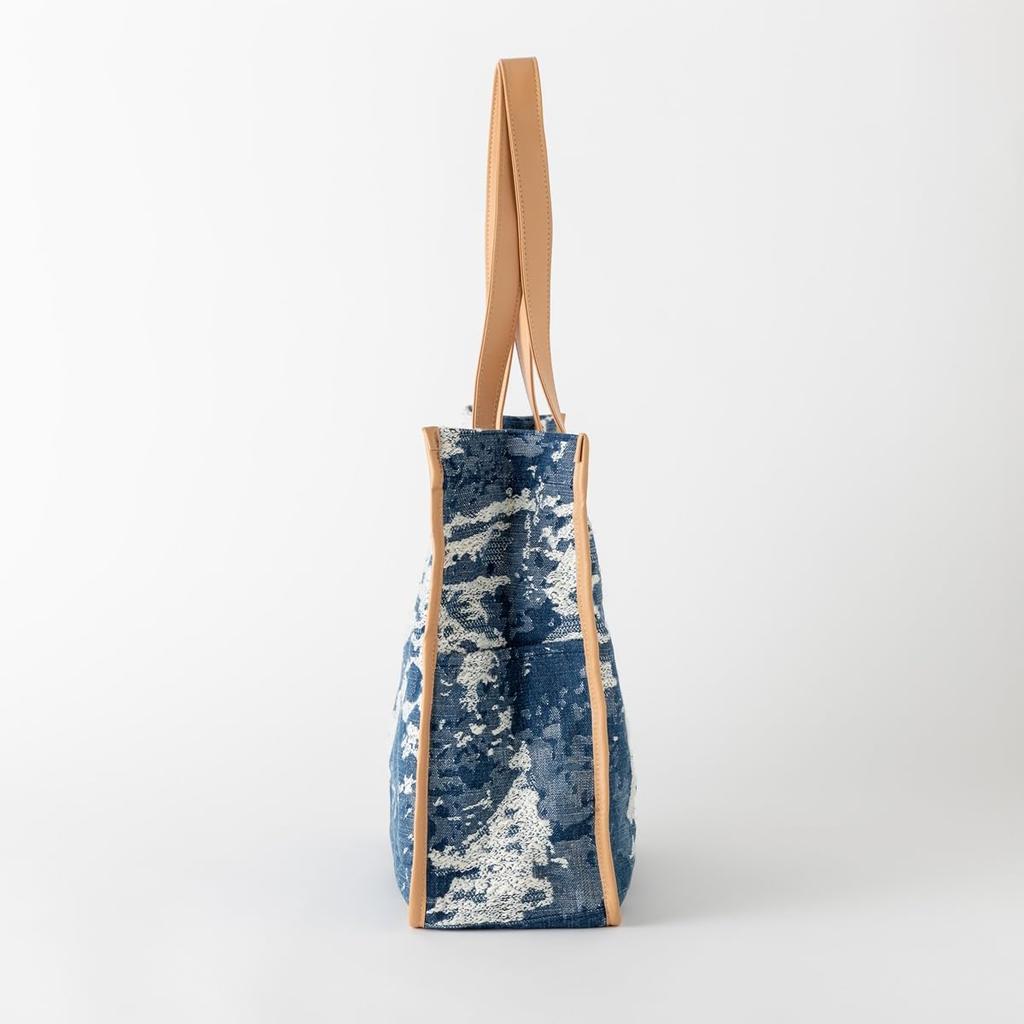 Sleeping Sheep: Cute Camouflage Denim Canvas Tote Bag with Soft Fabric, Pockets, Dividers, and Zipper (Navy (Medium))