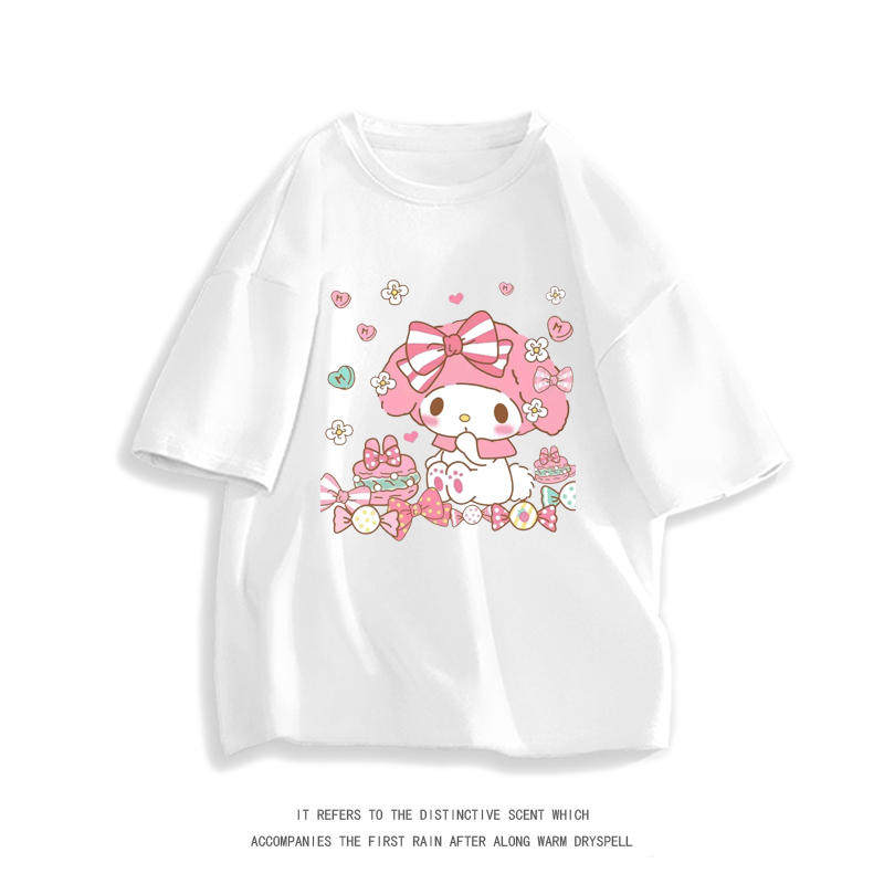 Soft and Cute Melody Cartoon Printed Childrens Tshirt 2026 Summer New Style Pure Cotton Round Neck Parent Child Short Sleeve
