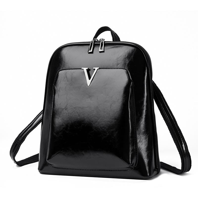 

Рюкзак женский городской простой модный масляно-вощеный кожаный рюкзак женская ретро-сумка чёрный