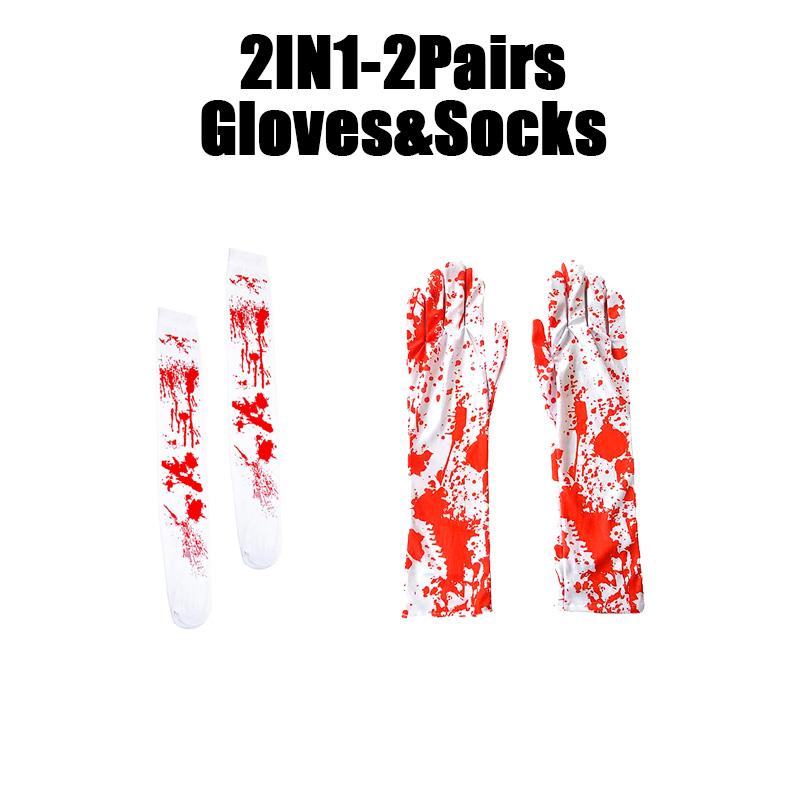 Halloween Cosplay Nurse Costume Socks Bloody High Stockings Women Stockings Blood Stained High Socks Halloween Over Knee Socks