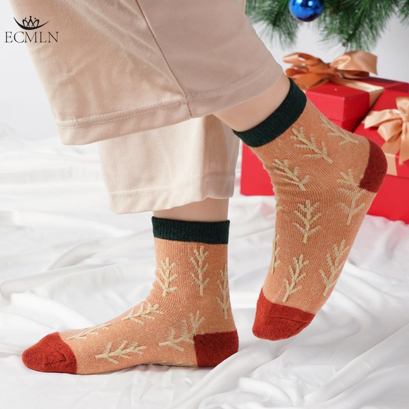 Fashion Women's Christmas Wool Socks Autumn Winter Vintage Thickened Socks Warm Soft Comfortable Socks