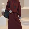 Women's Elegant Hooded Two-Piece Skirt Set - Long Sleeve, Spring/Autumn 2025 Collection