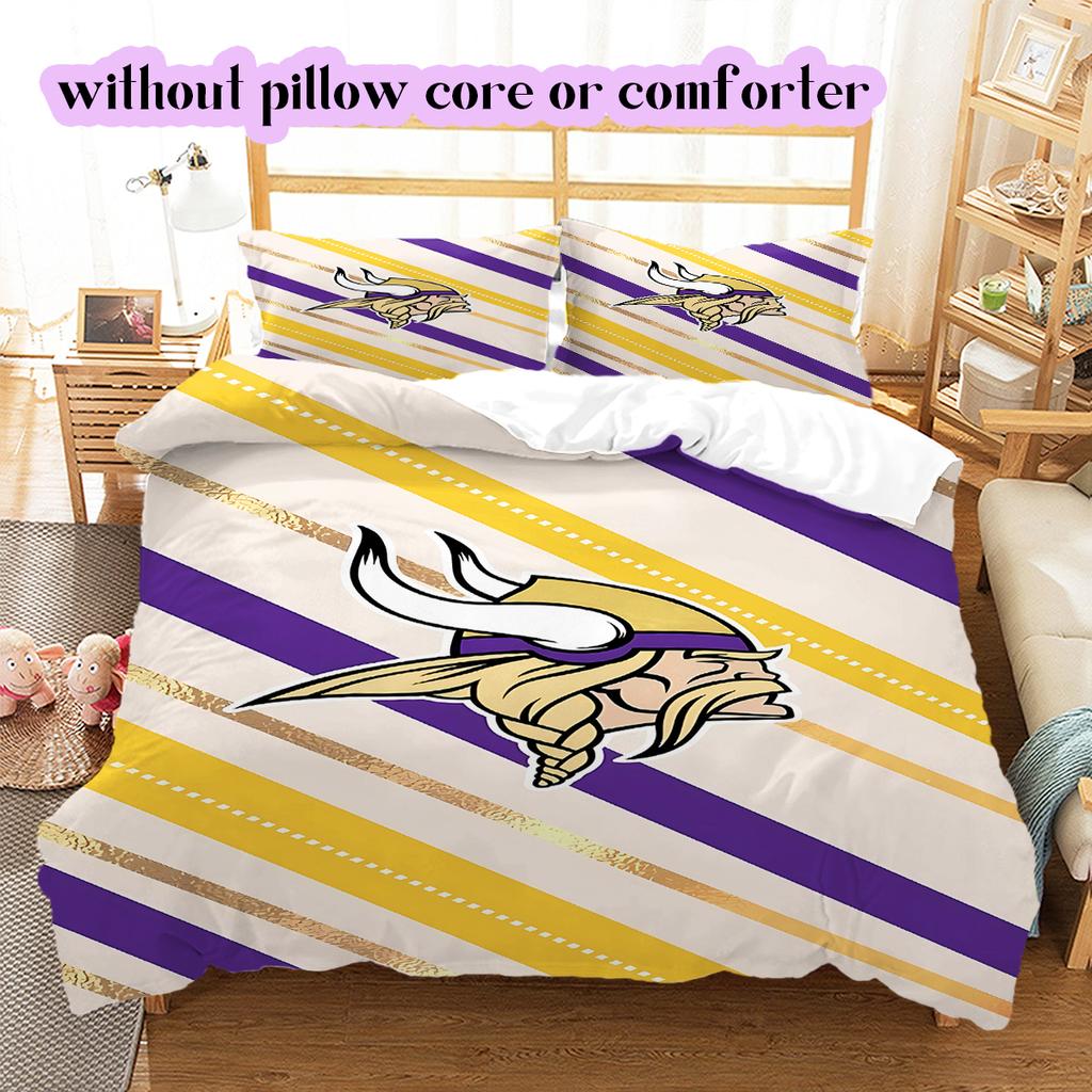 football Logo Pattern Bedding Quilt Set Quilt Cover Pillowcase Home Decoration Birthday Gift (1*duvet cover+ 2*pillowcase, without core)