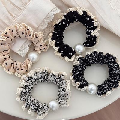 Small Hair Tie Accessories Band for Women Girl Scrunchie Rubber Elastic Vintage Pearl Pony Tail Popular Leading Fashion  New